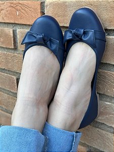 Sapatilha Comfort Redonda Lacinho Azul Marinho