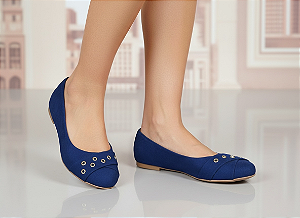 Sapatilha Comfort Redonda Ilhós Azul