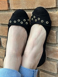 Sapatilha Comfort Redonda Ilhós Preta