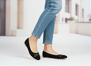 Sapatilha Comfort Redonda Ilhós Preta