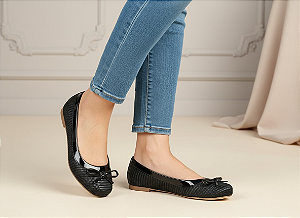 Sapatilha Comfort Redonda Tricê Preta