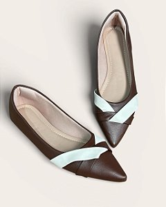 Sapatilha Bico Fino Comfort Fitada CAFÉ / Off-White