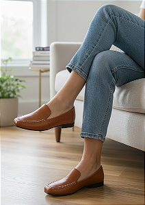 Mocassim Comfort Bordado Caramelo