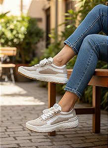 Tênis MEIA Old School Amêndoa