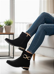 Bota Fivela NOBUCK Preta