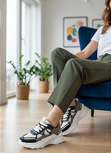 Tênis Plataforma Zatura Branco/Preto