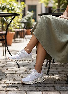 Tênis Meia Sport Branco/Rosa