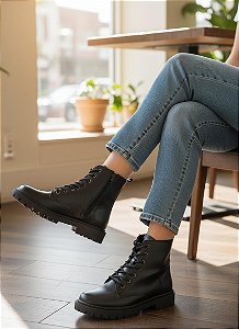 Coturno Tratorado Preto com Zipper