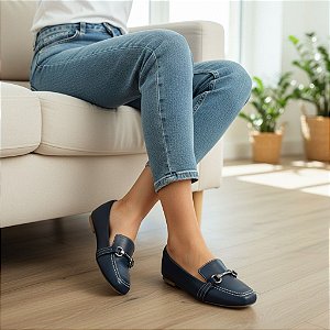 Mocassim Comfort Fivela Azul Marinho