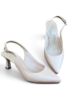 Sapato Scarpin Slingback Salto Taça Liso Nude