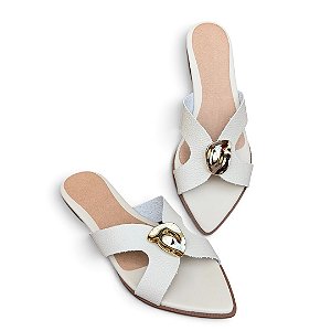 Chinelo Rasteira Bico Folha Olinda Off-White