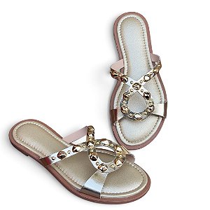 Chinelo Rasteira Infinite Dourada