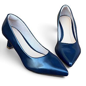Scarpin Salto Taça Madrid Azul Marinho