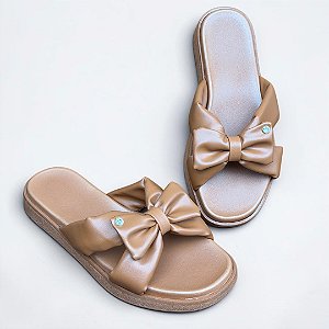 Chinelo Flat Laço Comfy Caramelo