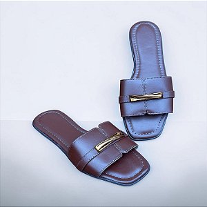 Chinelo Rasteira Fivela Capri Café