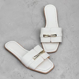 Chinelo Rasteira Fivela Capri Off-White