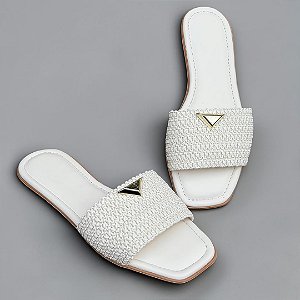 Chinelo Rasteira Palha Prado Off White