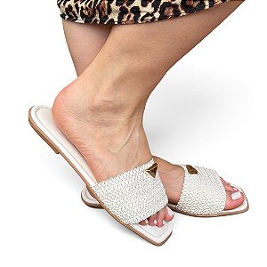 Chinelo Rasteira Palha Prado Off White