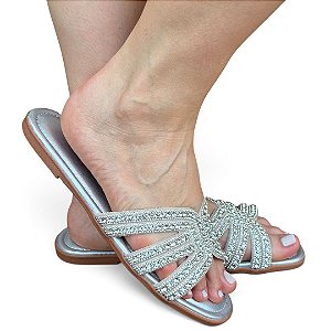 Chinelo RASTEIRA Dubai Pedraria Prata
