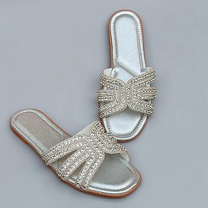 Chinelo RASTEIRA Dubai Pedraria Prata