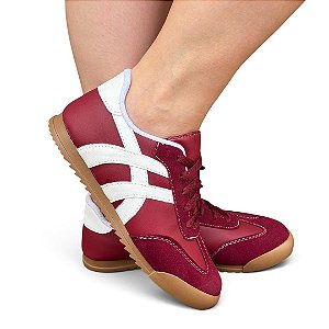 Tênis Cadarço Casual Marsala/Branco