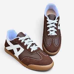 Tênis Cadarço Casual Café/Branco
