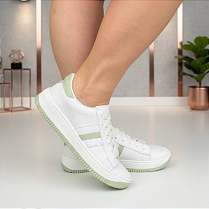 Tênis Cadarço Urban Branco/Verde Mint