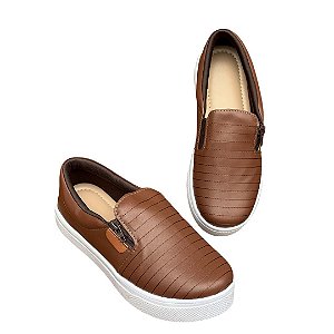 Tênis Slip On Zípper Café