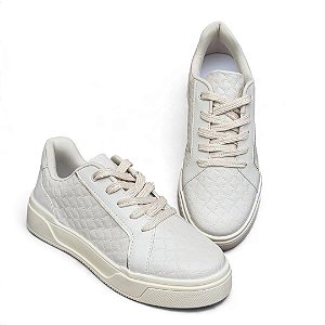 Tênis Cadarço Comfort Matelassê Off-White