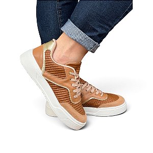 Tênis Cadarço Comfort Tricê Caramelo