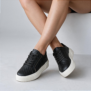 Tênis Cadarço Comfort Matelassê Preto