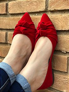 sapatilha bico fino vermelha