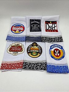 Pano De Prato Desenhos Cerveja Churrasco Kit 3 Panos