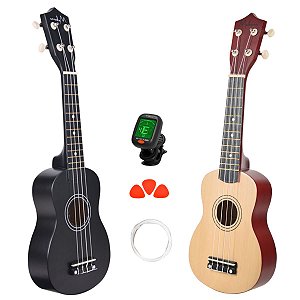 Ukulele Acústico Soprano Capa 3 Palhetas + Afinador