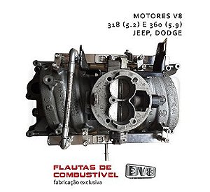 Flautas de Combustível em Aço Inox - V8 318 (5.2) e 360 (5.9) até 300cv - Dodge/Chrysler/Jeep