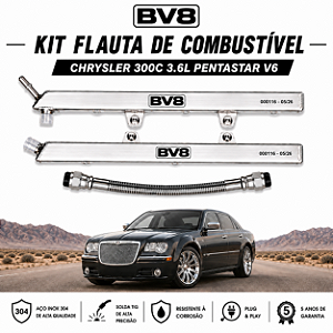 Flautas de Combustível em Aço Inox AN 06 - CHRYSLER 300C V6 3.6 PENTASTAR - (até 300cv)- 2011 a 2023.