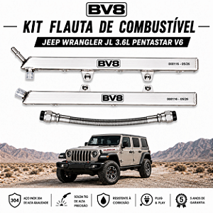 Flautas de Combustível em Aço Inox AN 06 - JEEP WRANGLER JL V6 3.6 PENTASTAR - (até 300cv) 2018- 2025