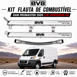 Flautas de Combustível em Aço Inox AN 06 -RAM Promaster 1500 - V6 3.6 PENTASTAR - (até 300cv). 2014 - 2024