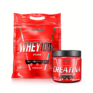 KIT INTEGRAL - REFIL WHEY 100% 900G + CREATINA HARDCORE 300G