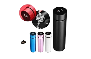 GARRAFA TERMICA COM MEDIDOR DE TEMPERATURA DIGITAL LED 500ML