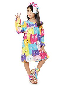vestido infantil menina long cat