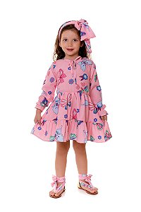 VESTIDO INFANTIL MENINA MANGA LONG MANU