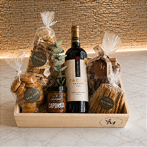Cesta Box vinho e caponata