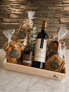 Cesta Box vinho e caponata
