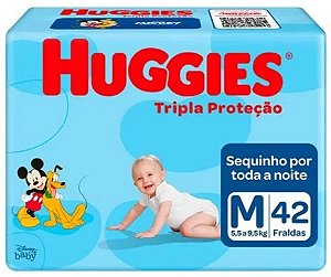 FRALDA HUGGIES TRIPLA PROTEÇÃO M C/42 UNIDADES