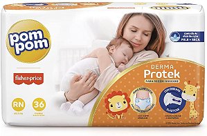 FRALDA POM POM DERMA PROTEK RN C/36 UNIDADES