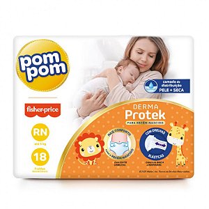 FRALDA POM POM DERMA PROTEK RN C/18 UNIDADES