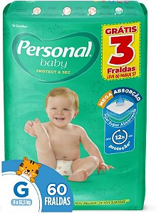 FRALDA PERSONAL BABY PROTECT & SEC G C/60 UNIDADES