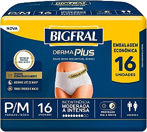 FRALDA GERIÁTRICA BIGFRAL ROUPA ÍNTIMA DERMA PLUS P/M 16 UNIDADES