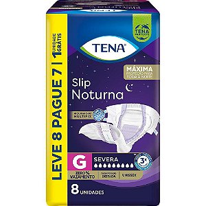 FRALDA GERIÁTRICA TENA SLIP NOTURNA G C/8 UNIDADES PAGUE 07